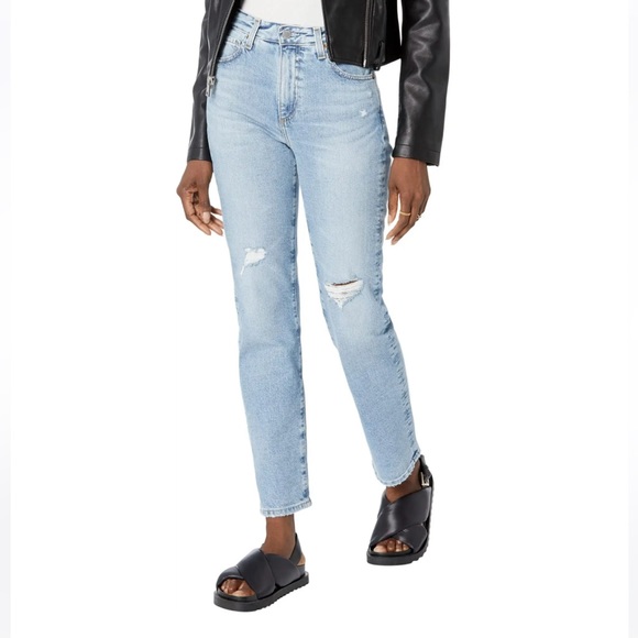 AG Jeans Saige High-rise Straight in Apparition Distressed - Picture 4 of 6